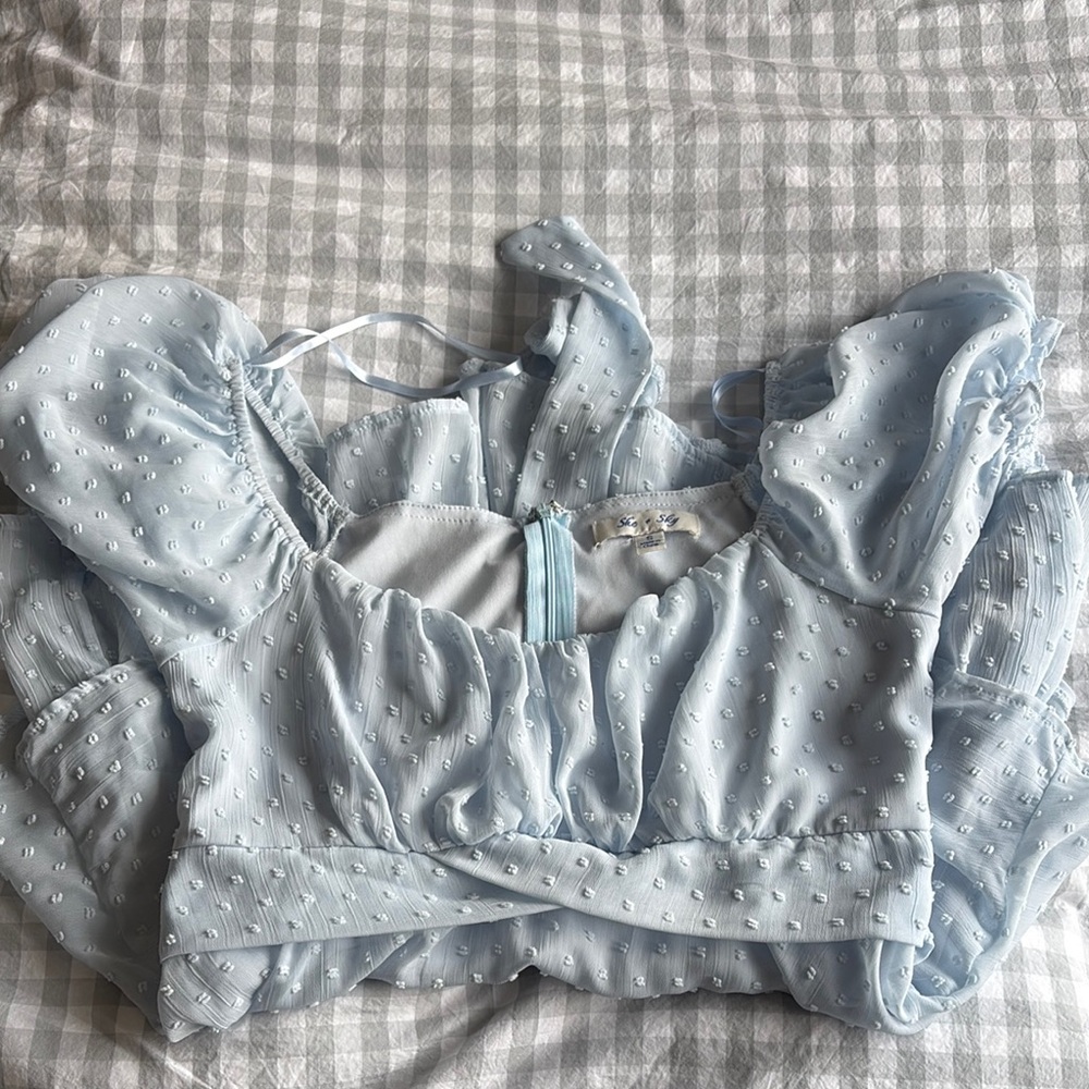 Light Blue Textured Romper